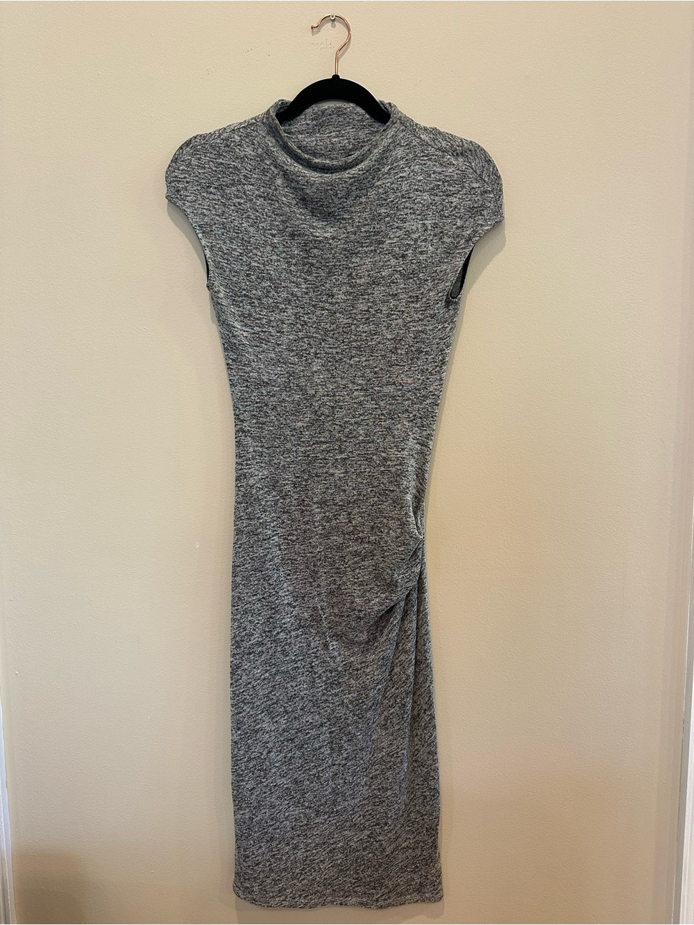 Love Culture Gray Mock-Neck Cap-Sleeve Midi Dress